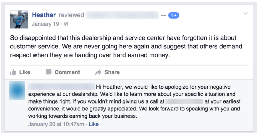 Responding to a negative Google review for a small business